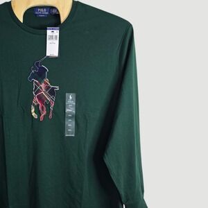 NWT Polo Ralph Lauren Green PATCHWORK PLAID BIG PONY Long Sleeve TShirt Size 2XL